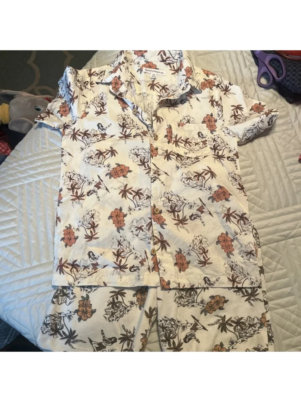 Boys matching outfit Grayson Threads medium 8-10 hawaiian button down luau set